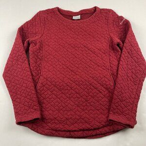 Columbia Lodge Quilted Long Sleeve Sweatshirt Women's S Red Cotton Blend Stretch